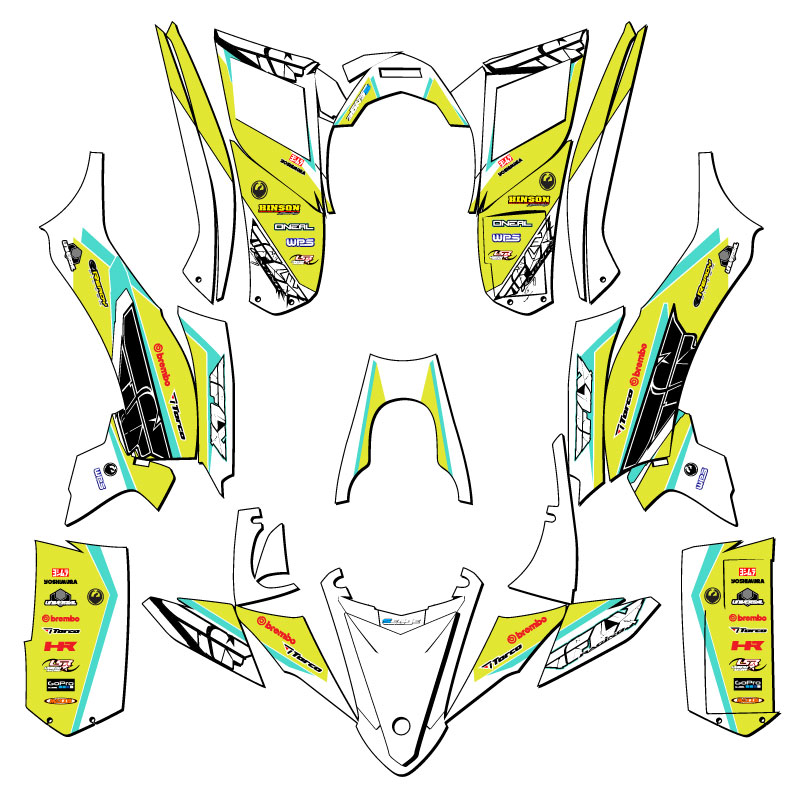 2017-2021 YFZ 50 13 FLY Yellow Senge Graphics Kit Compatible with Yamaha - Picture 2 of 7