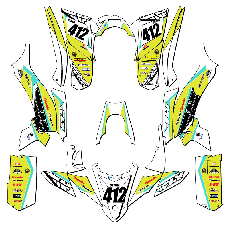 2017-2021 YFZ 50 13 FLY Yellow Senge Graphics Kit Compatible with Yamaha - Picture 5 of 7