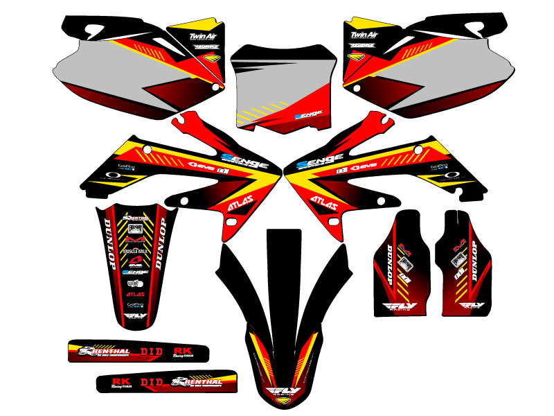 2008-2009 CRF 250 R SURGE Red Senge Graphics Kit Compatible with Honda - Picture 5 of 10