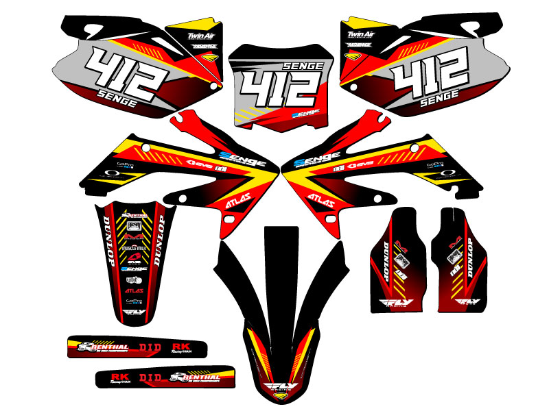 2008-2009 CRF 250 R SURGE Red Senge Graphics Kit Compatible with Honda - Picture 8 of 10