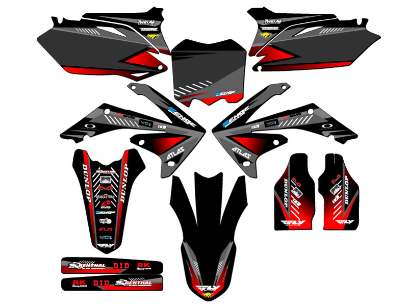 2010-2013 CRF 250 R SURGE Black Senge Graphics Kit Compatible with Honda - Picture 5 of 10