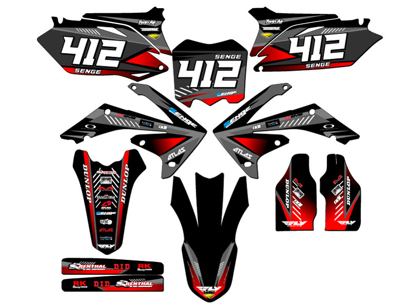 2010-2013 CRF 250 R SURGE Black Senge Graphics Kit Compatible with Honda - Picture 8 of 10