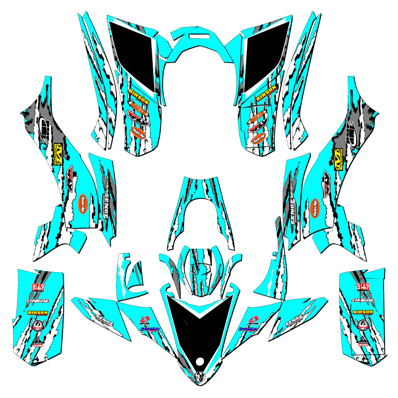 2017-2021 YFZ 50 SHREDDER Teal Senge Graphics Kit Compatible with Yamaha - Picture 2 of 7