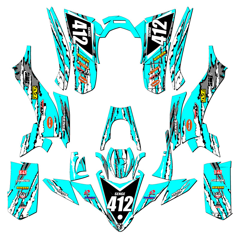 2017-2021 YFZ 50 SHREDDER Teal Senge Graphics Kit Compatible with Yamaha - Picture 5 of 7