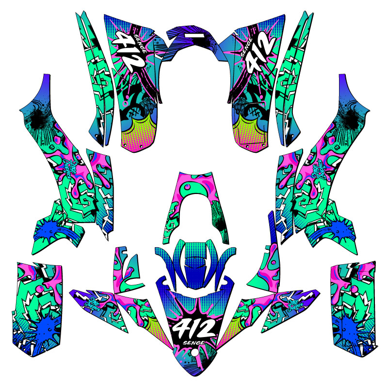 2017-2021 YFZ 50 ZANY Teal Senge Graphics Kit Compatible with Yamaha - Picture 5 of 7