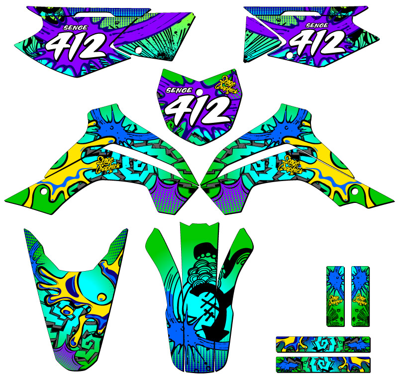 KLX 140 G 2019-2020 Zany Green Senge kit de gráficos compatible con Kawasaki - Imagen 8 de 10