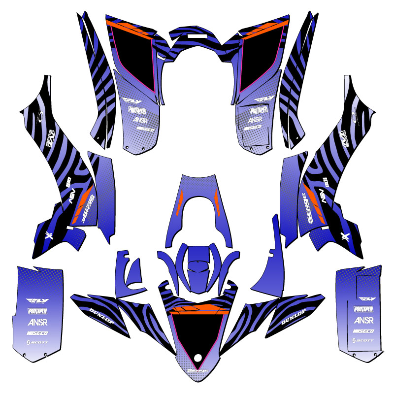 Kit de gráficos YFZ 50 TIGRE 2017-2021 Blue Senge compatible con Yamaha - Imagen 2 de 7
