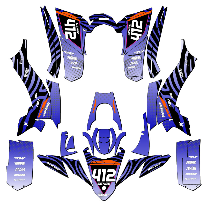 Kit de gráficos YFZ 50 TIGRE 2017-2021 Blue Senge compatible con Yamaha - Imagen 5 de 7