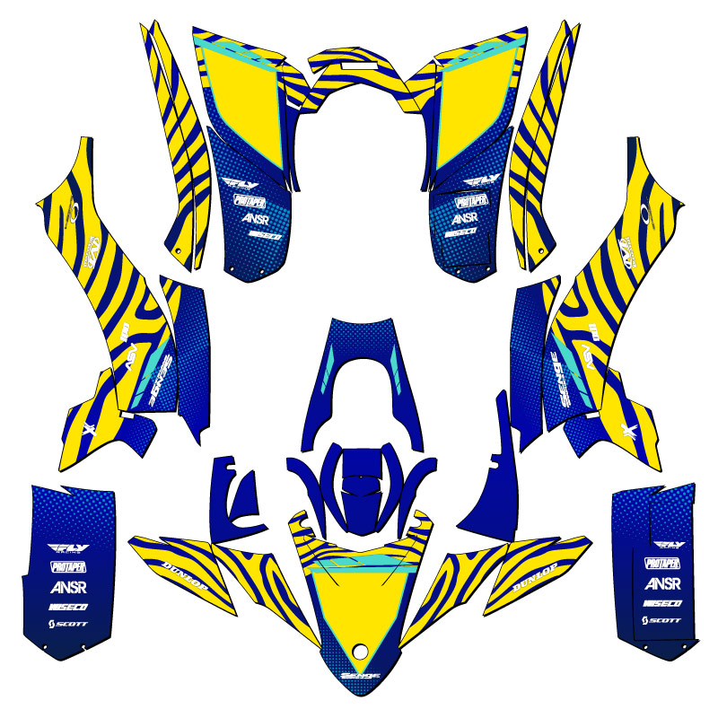 Kit de gráficos YFZ 50 TIGRE amarillo Senge 2017-2021 compatible con Yamaha - Imagen 2 de 7