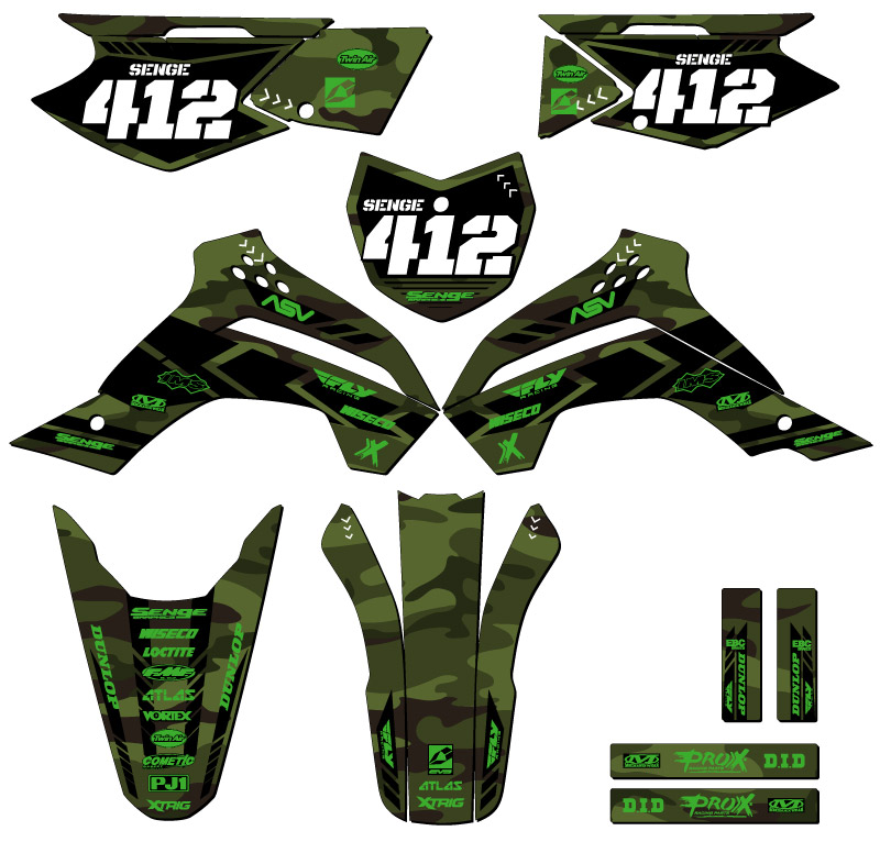 2017-2018 KLX 140 G APACHE Green Senge Graphics Kit Compatible with Kawasaki - Picture 8 of 10