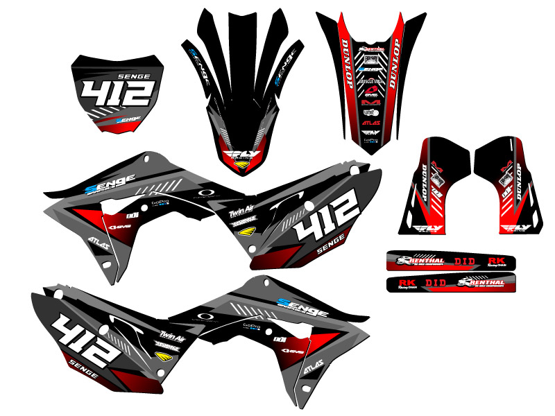 CRF 250 R SURGE 2019-2021 kit de gráficos Black Senge compatible con Honda - Imagen 8 de 10