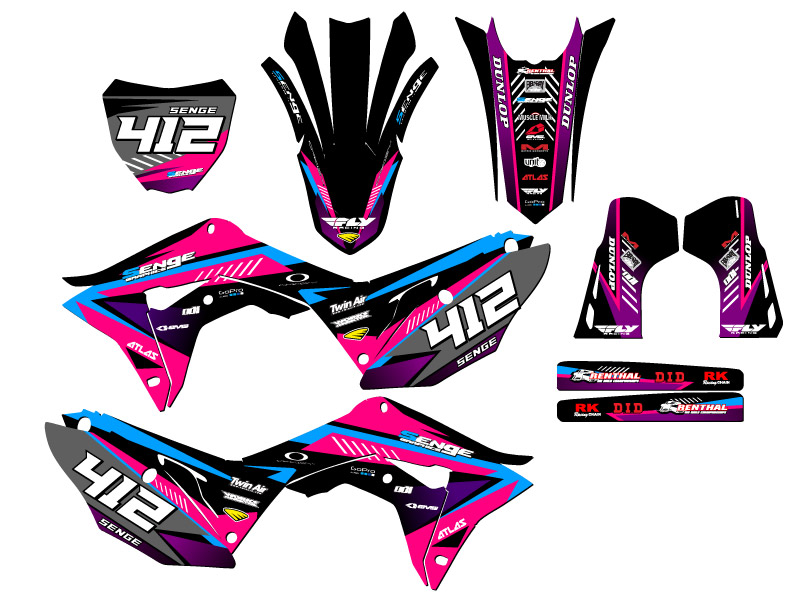 Kit de gráficos Senge Pink Senge 2019-2021 CRF 250 R SURGE compatible con Honda - Imagen 8 de 10