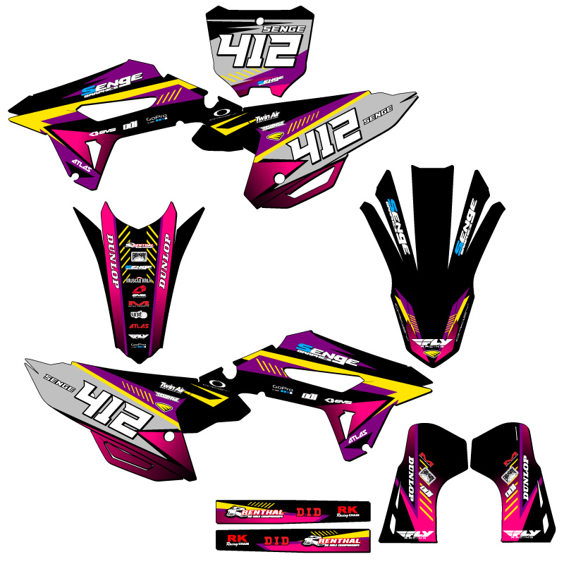 2022-2023 CRF 250 R SURGE Purple Senge Graphics Kit compatible con Honda - Imagen 8 de 10