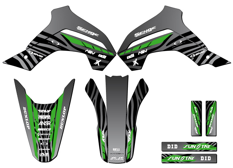 Kit de gráficos KLX 140 G TIGRE Black Senge 2019-2020 compatible con Kawasaki - Imagen 2 de 10
