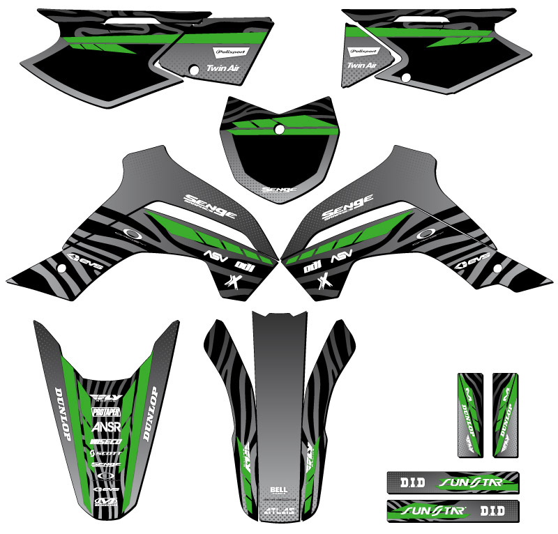Kit de gráficos KLX 140 G TIGRE Black Senge 2019-2020 compatible con Kawasaki - Imagen 5 de 10