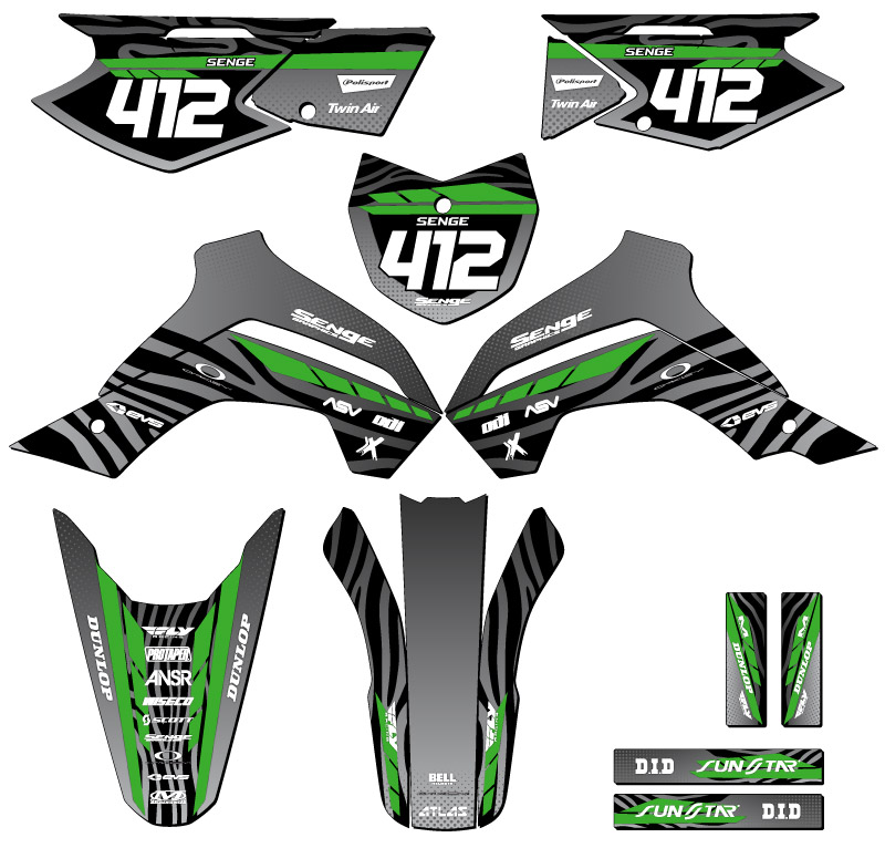 Kit de gráficos KLX 140 G TIGRE Black Senge 2019-2020 compatible con Kawasaki - Imagen 8 de 10