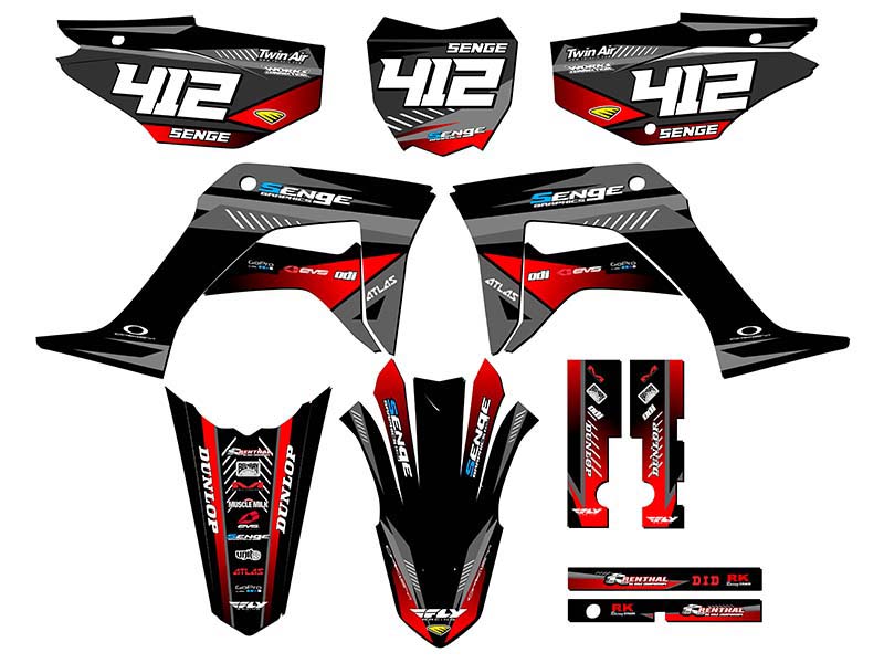 2019-2023 CRF 125 SURGE Black Senge Graphics Kit Compatible with Honda - Picture 8 of 10