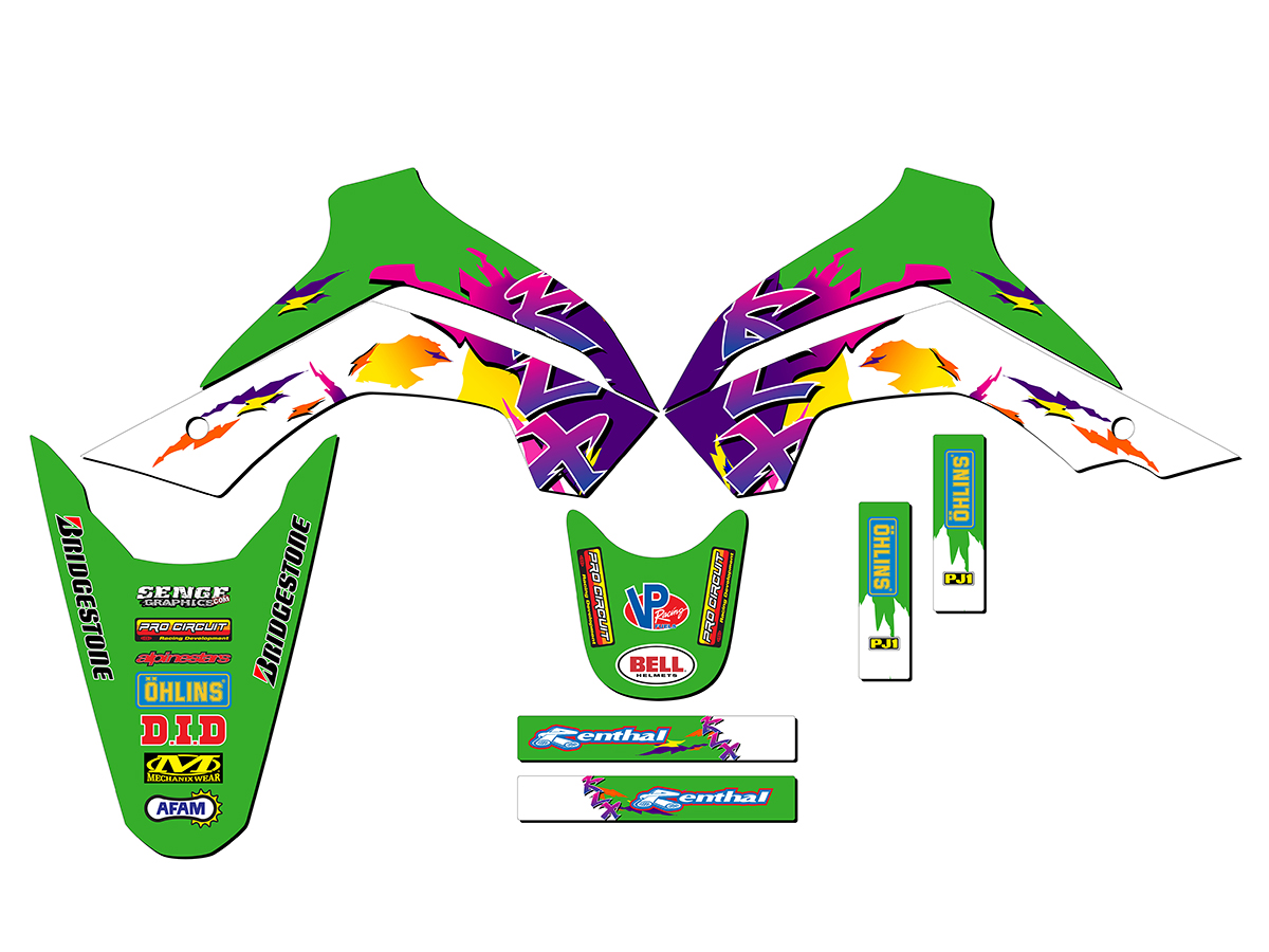 2019-2020 KLX 140 G THROWBACK Green Senge Graphics Kit Compatible with Kawasaki - Picture 2 of 10
