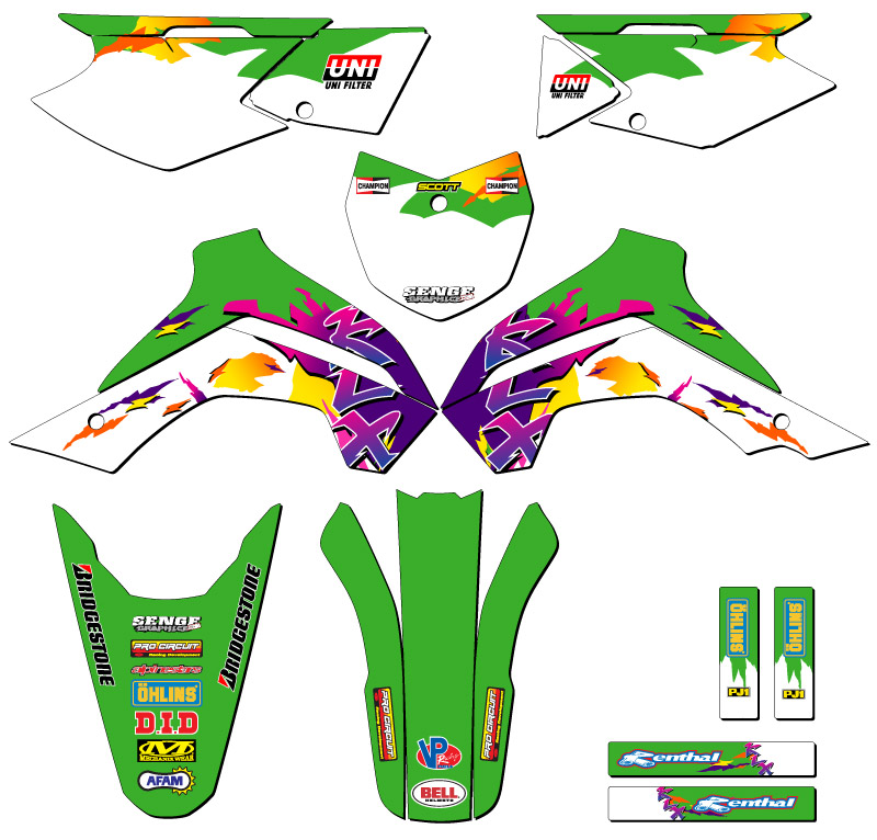 2019-2020 KLX 140 G THROWBACK Green Senge Graphics Kit Compatible with Kawasaki - Picture 5 of 10