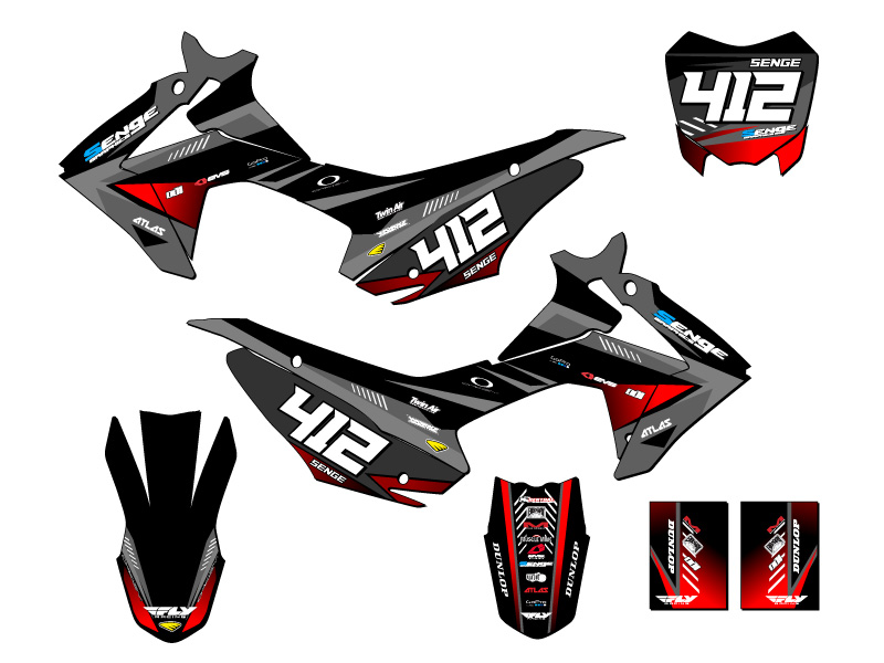 2013-2018 CRF 110 SURGE Black Senge Graphics Kit Compatible with Honda - Bild 8 von 10