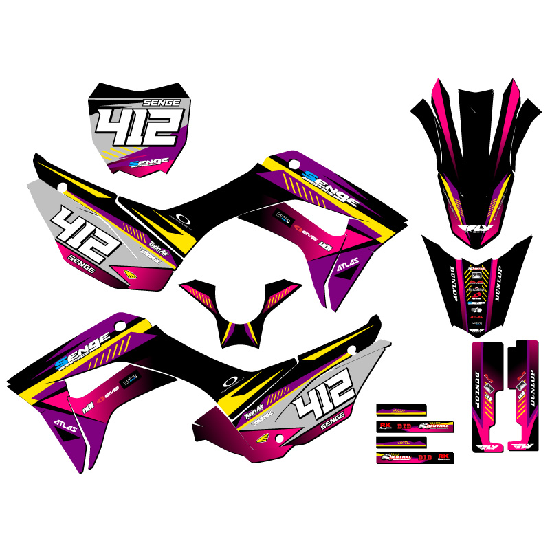 2019-2022 CRF 110 SURGE Purple Senge Graphics Kit Compatible with Honda - Foto 8 di 10