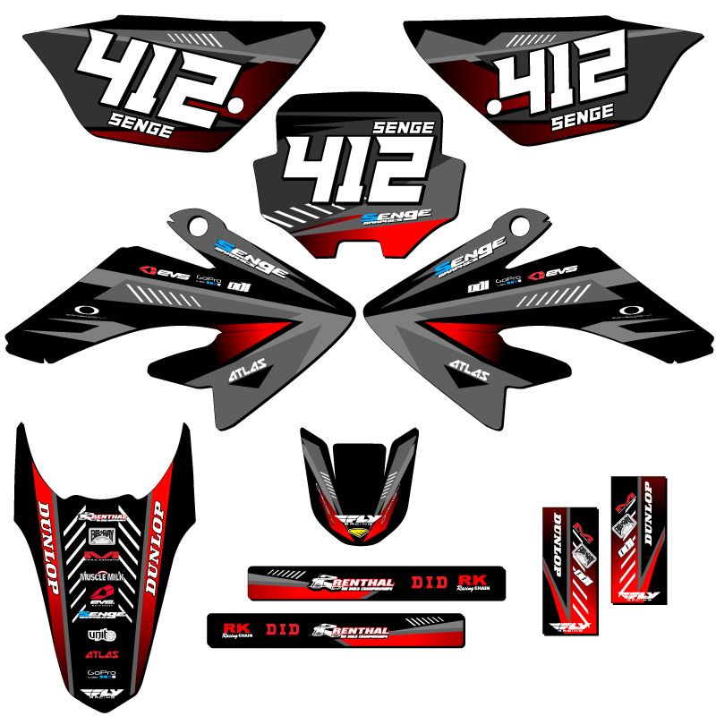 2011-2016 CRF 100 SURGE Black Senge kit de gráficos compatible con Honda - Imagen 8 de 10