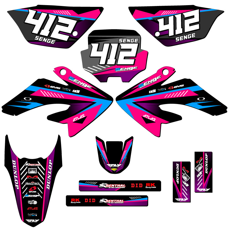 2011-2016 CRF 100 SURGE rosa Senge kit de gráficos compatible con Honda - Imagen 8 de 10