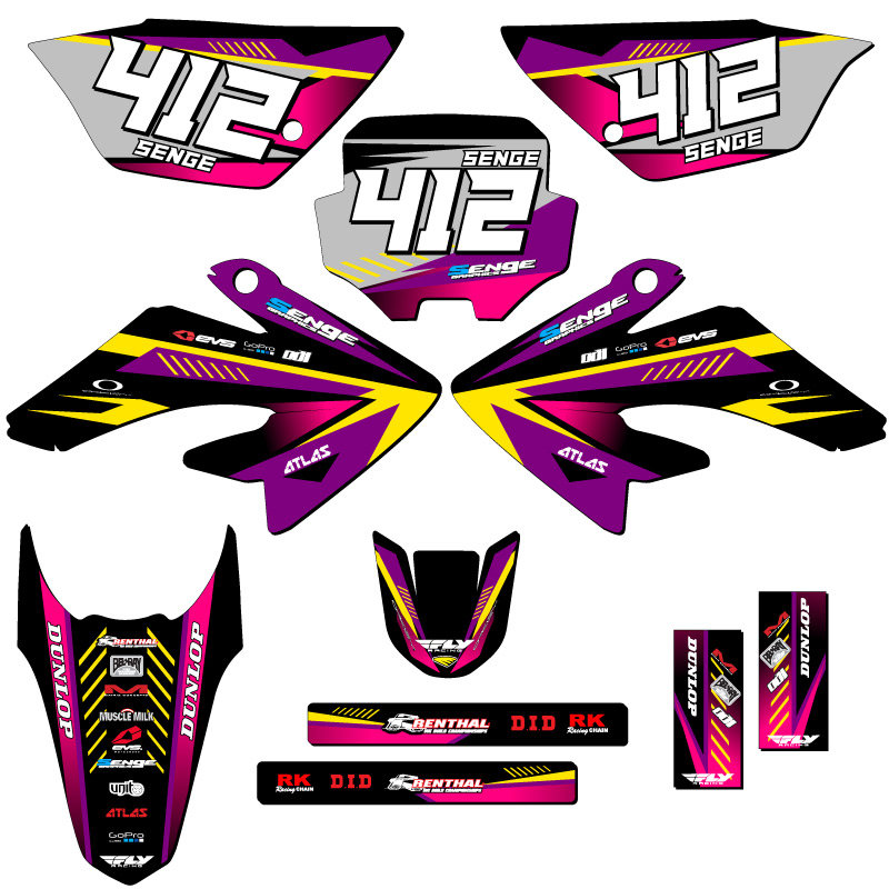 2011-2016 CRF 100 SURGE Purple Senge kit de gráficos compatible con Honda - Imagen 8 de 10