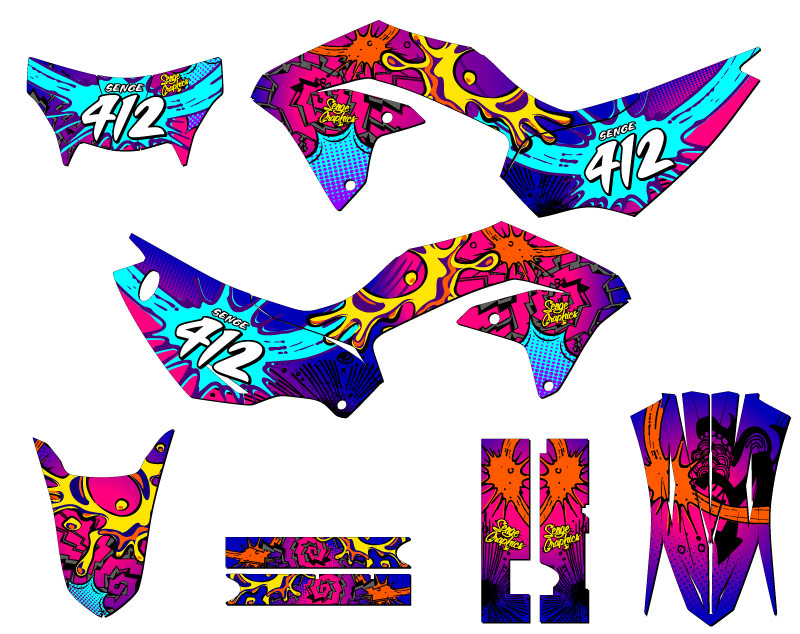 2020-2022 KLX 230 ZANY Pink Senge Graphics Kit Compatible with Kawasaki - Picture 8 of 10