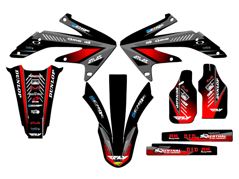 2005-2007 CRF 450 X SURGE Black Senge Graphics Kit Compatible with Honda - Foto 2 di 10