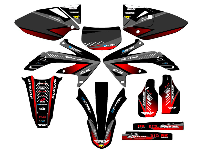 2005-2007 CRF 450 X SURGE Black Senge Graphics Kit Compatible with Honda - Foto 5 di 10