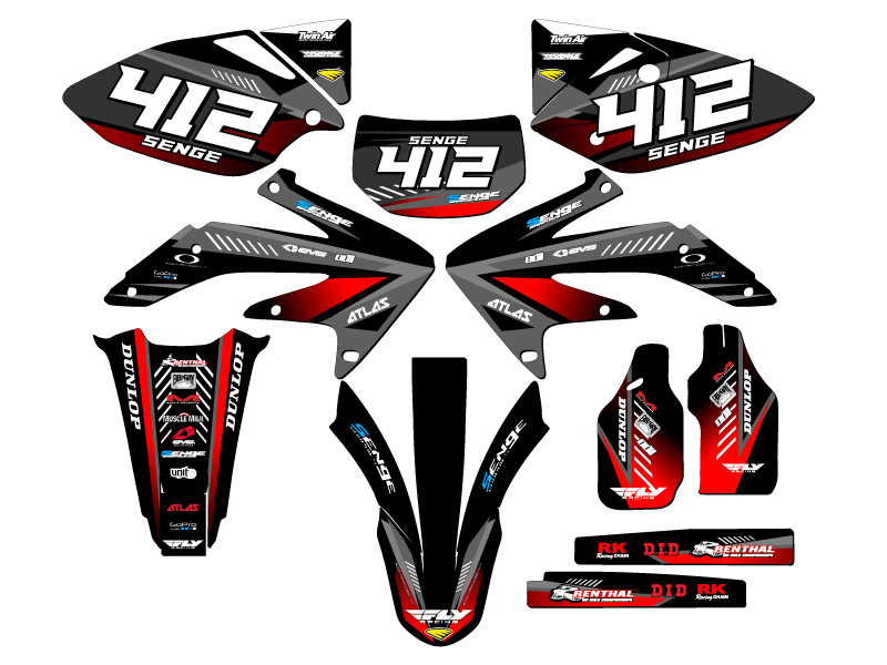 2005-2007 CRF 450 X SURGE Black Senge Graphics Kit Compatible with Honda - Foto 8 di 10