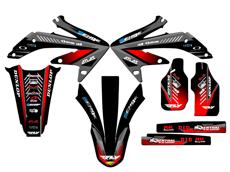 2008-2018 CRF 450 X SURGE Black Senge Graphics Kit Compatible with Honda - Picture 2 of 10