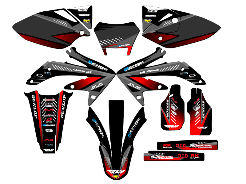 2008-2018 CRF 450 X SURGE Black Senge Graphics Kit Compatible with Honda - Picture 5 of 10