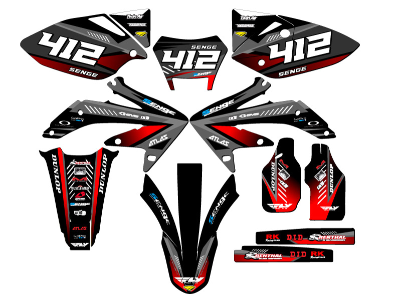 2008-2018 CRF 450 X SURGE Black Senge Graphics Kit Compatible with Honda - Picture 8 of 10
