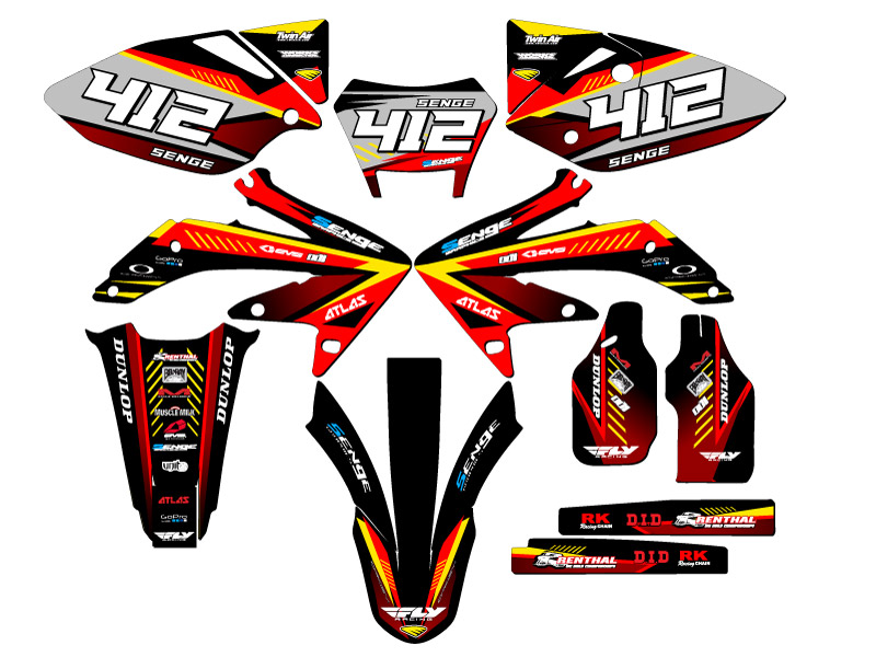 2008-2018 CRF 450 X SURGE Red Senge Graphics Kit Compatible with Honda - Foto 8 di 10