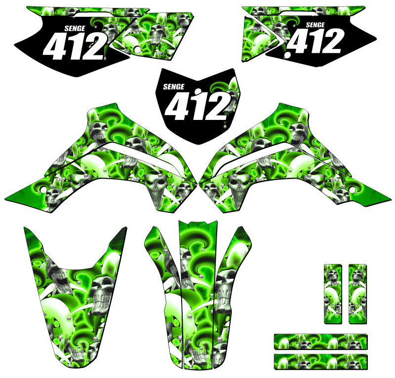 2021-2022 KLX 140 RF BUFÓN Green Senge kit de gráficos compatible con Kawasaki - Imagen 8 de 10
