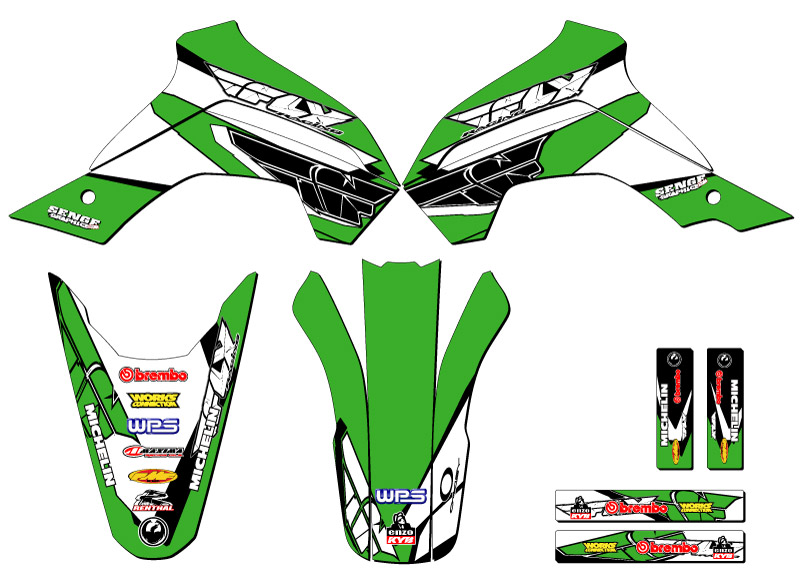 2021-2022 KLX 140 RF 13 FLY Green Senge Graphics Kit compatible con Kawasaki - Imagen 2 de 10