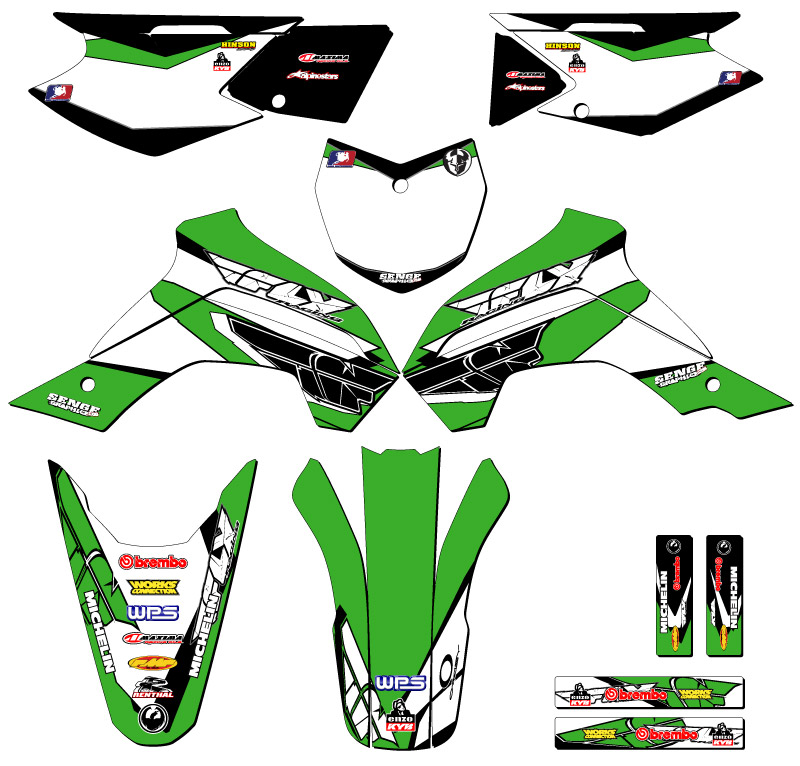 2021-2022 KLX 140 RF 13 FLY Green Senge Graphics Kit compatible con Kawasaki - Imagen 5 de 10