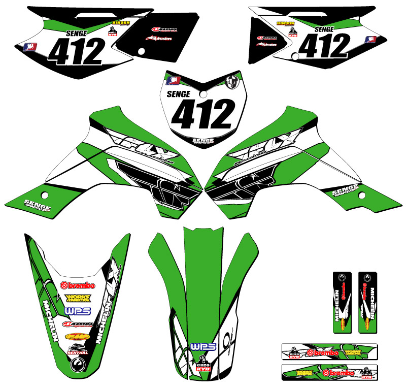 2021-2022 KLX 140 RF 13 FLY Green Senge Graphics Kit compatible con Kawasaki - Imagen 8 de 10