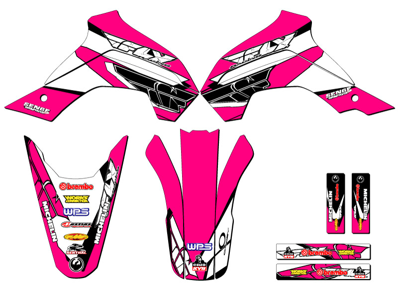 Kit de gráficos KLX 140 RF 13 FLY 2021-2022 rosa Senge compatible con Kawasaki - Imagen 2 de 10