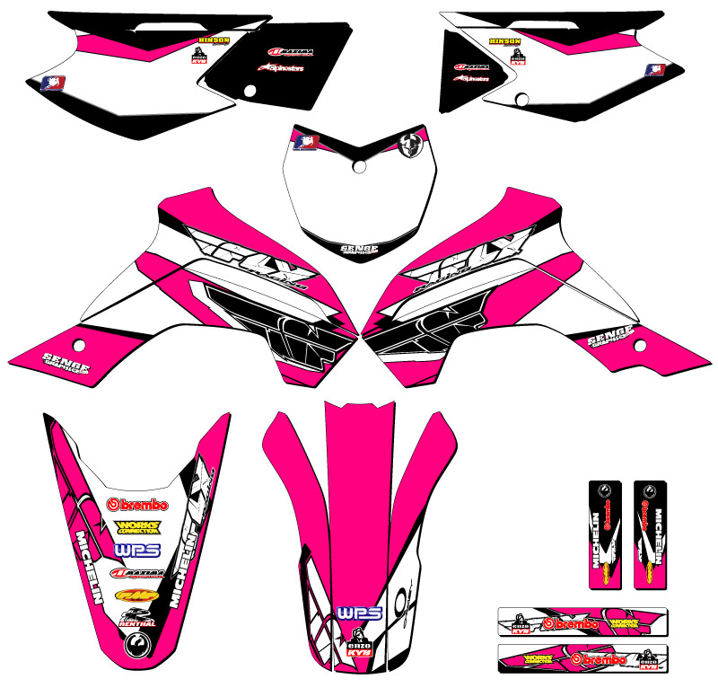 Kit de gráficos KLX 140 RF 13 FLY 2021-2022 rosa Senge compatible con Kawasaki - Imagen 5 de 10