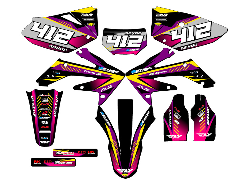 2004-2018 CRF 250 X SURGE Purple Senge Graphics Kit Compatible with Honda - Picture 8 of 10