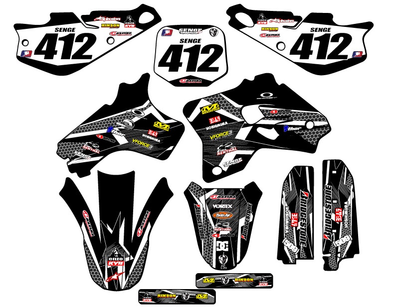 1993-2001 YZ 80 PODIUM Black Senge Graphics Kit compatible con Yamaha - Imagen 8 de 10