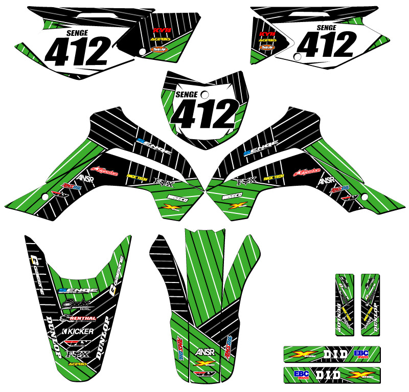 2021-2022 KLX 140 RF RACE SERIE Green Senge kit de gráficos compatible con - Imagen 8 de 10
