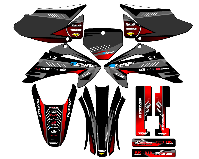 2003-2007 CRF 230 F SURGE Black Senge Graphics Kit Compatible with Honda - Foto 5 di 10