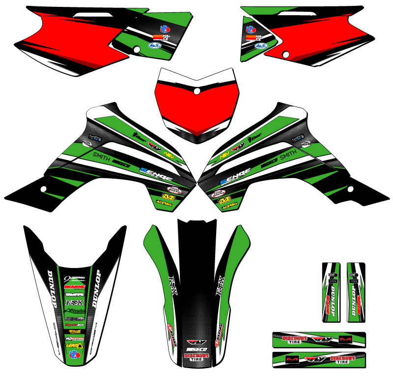 2021-2022 KLX 140 RF VIGOR Green Senge Graphics Kit compatible con Kawasaki - Imagen 5 de 10
