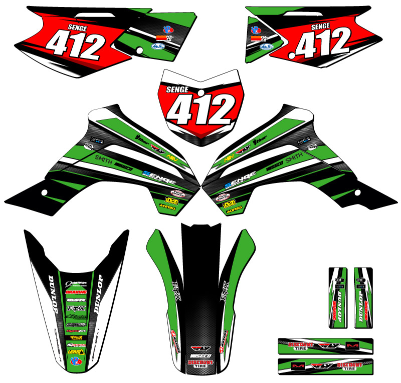 2021-2022 KLX 140 RF VIGOR Green Senge Graphics Kit compatible con Kawasaki - Imagen 8 de 10