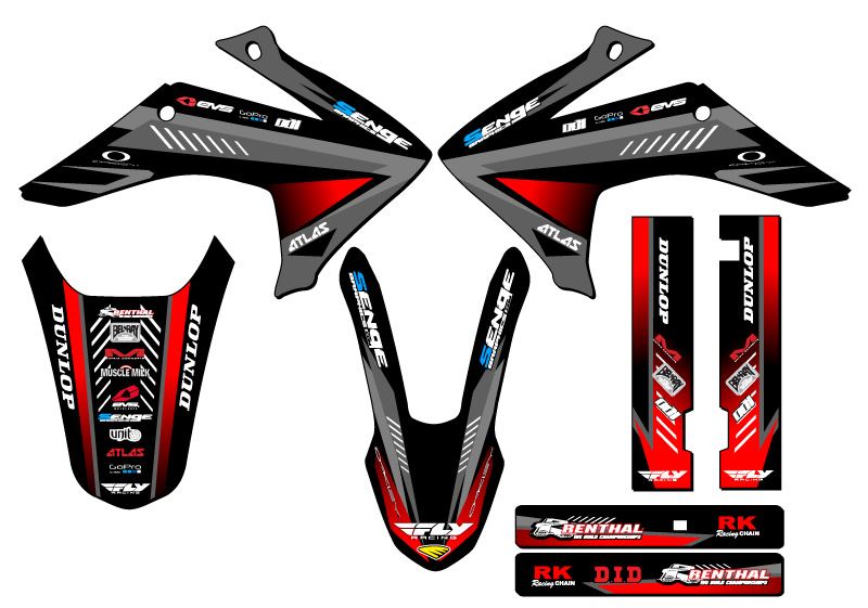 2015-2020 CRF 230 F SURGE Black Senge Graphics Kit Compatible with Honda - Picture 2 of 10