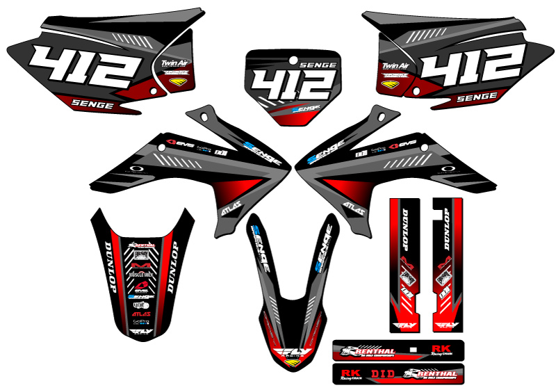 2015-2020 CRF 230 F SURGE Black Senge Graphics Kit Compatible with Honda - Picture 8 of 10